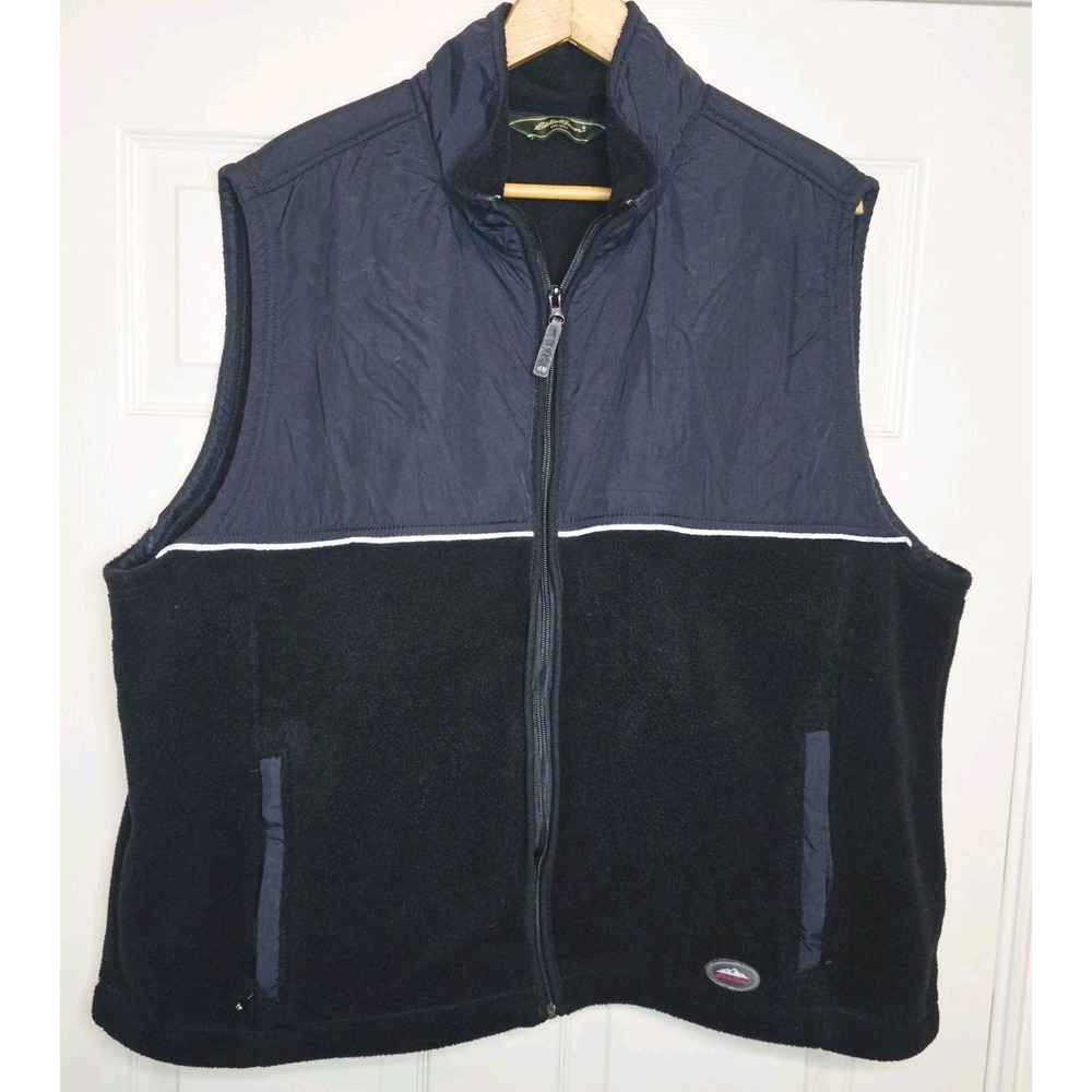 Eddie‎ Bauer Mens Polartec Fleece Nylon Color block Vest Size XXL Black